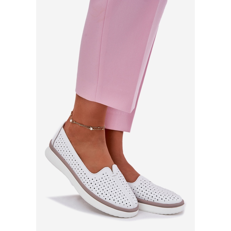 EVento Chaussures en cuir ouverte pour femmes blanches 1 EVento Chaussures en cuir ouverte pour femmes blanches 1