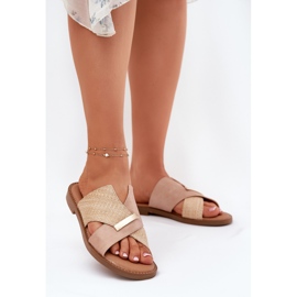 Talons plats pour femmes avec un beige décoratif Vinceza 17385 2