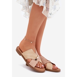 Talons plats pour femmes avec un beige décoratif Vinceza 17385 1