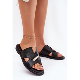 Vinceza Talons plats pour femmes avec un détail noir décoratif 17385 noir 2