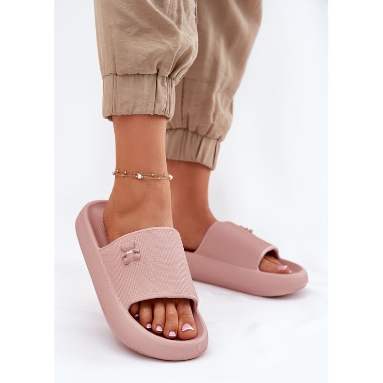 Les tongs de mousse pour femmes sur la plate-forme avec un ours en peluche Vinceza 75210 rose 2