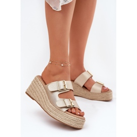 Inna Cales féminines avec coin avec tresse et pinces dorées d'or 2 Inna Cales féminines avec coin avec tresse et pinces dorées d'or 2