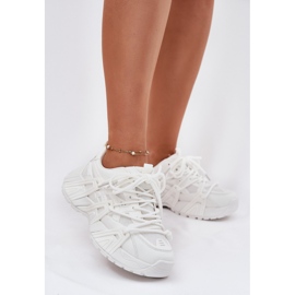 Baskets féminines avec un laçage double blanc blanche 2
