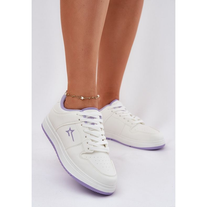 Sneakers féminins Big Star RR274A245 Système de blanc et de violet hi-polish blanche 2