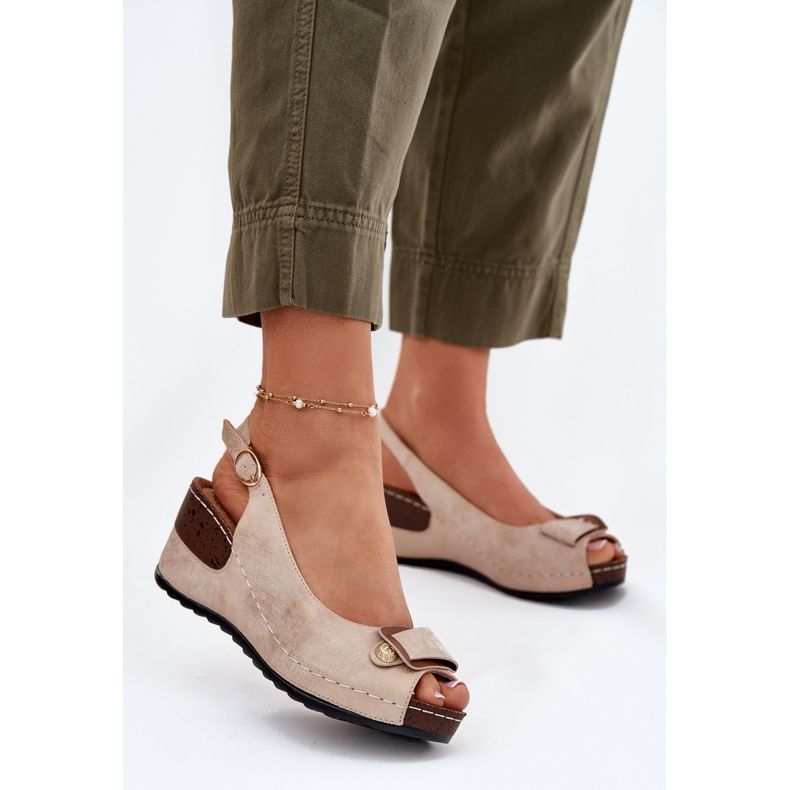 EVento Sandales légères des femmes pour les chaussures de confort beige-or doré 2