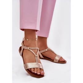 S.Barski Sandales plates pour femmes avec rayures S. Barski KV51-120 Gold rose doré 2