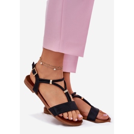 S.Barski Sandales plates pour femmes avec rayures S. Barski KV51-120 noir le noir 1 S.Barski Sandales plates pour femmes avec rayures S. Barski KV51-120 noir le noir 1