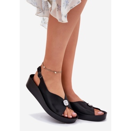 S.Barski Sandales en cuir féminine sur coin et plate-forme S. Barski KV51-020 Black noir 1