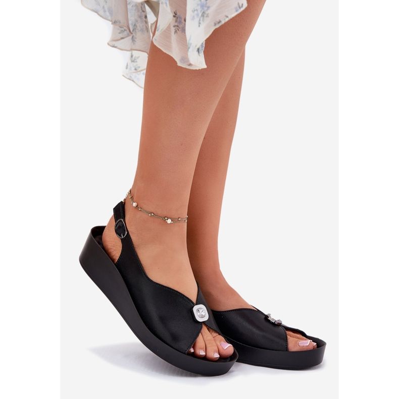 S.Barski Sandales en cuir féminine sur coin et plate-forme S. Barski KV51-020 Black le noir 1