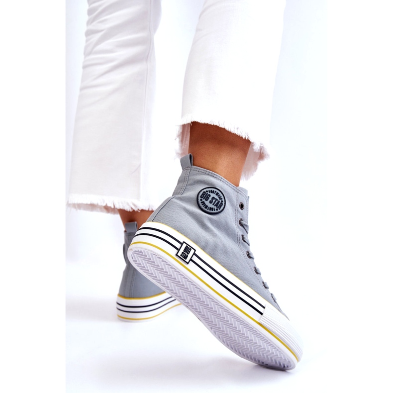 Baskets de matériaux hauts pour femmes sur la plate-forme Big Star LL274188 Bleu clair 2