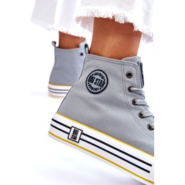 Baskets de matériaux hauts pour femmes sur la plate-forme Big Star LL274188 Bleu clair 3
