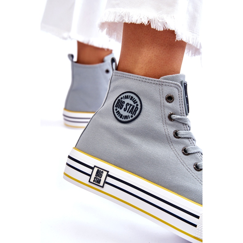 Baskets de matériaux hauts pour femmes sur la plate-forme Big Star LL274188 Bleu clair 3