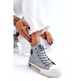 Baskets de matériaux hauts pour femmes sur la plate-forme Big Star LL274188 Bleu clair 4