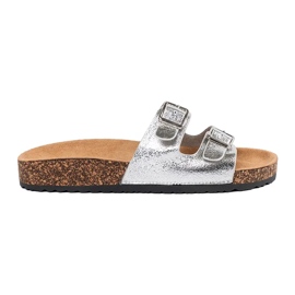 Goodin Pantoufles confortables avec boucles argent 1