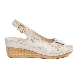 Sandales compensées basses espadrilles beiges 4