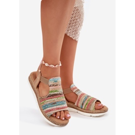 EVento Sandales féminines avec une tresse multicolore beige 1