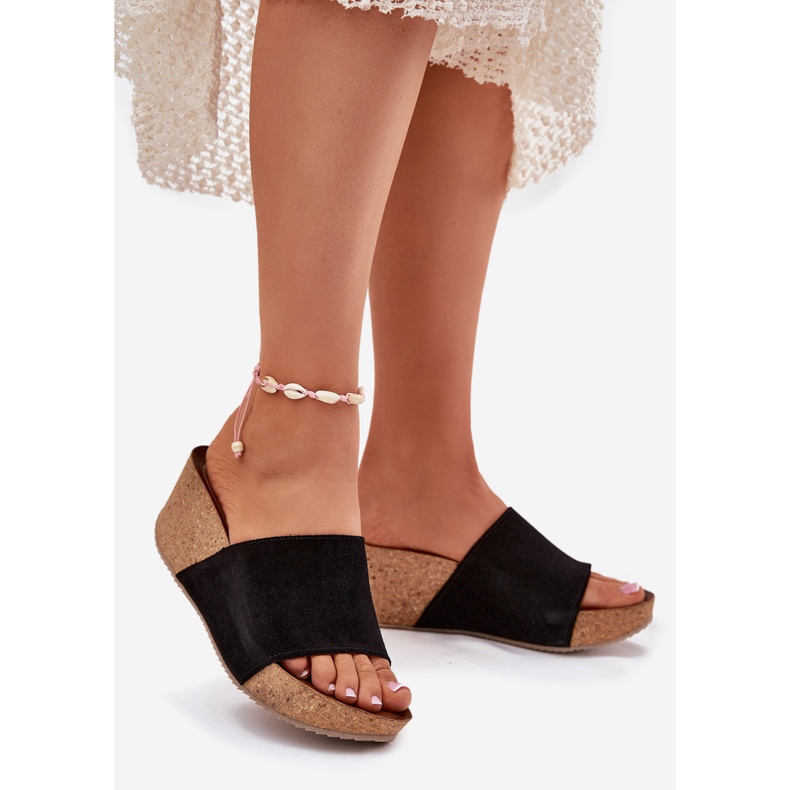 Zazoo 40311 en daim de pantoufles pour femmes sur les coins en liège coins noirs 1