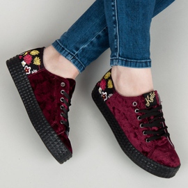 Kylie Baskets Velours Bordeaux multicolore rouge 1