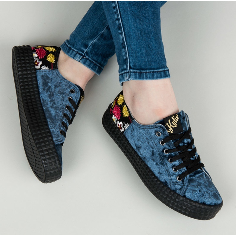 Kylie Baskets Velours Bleu 1