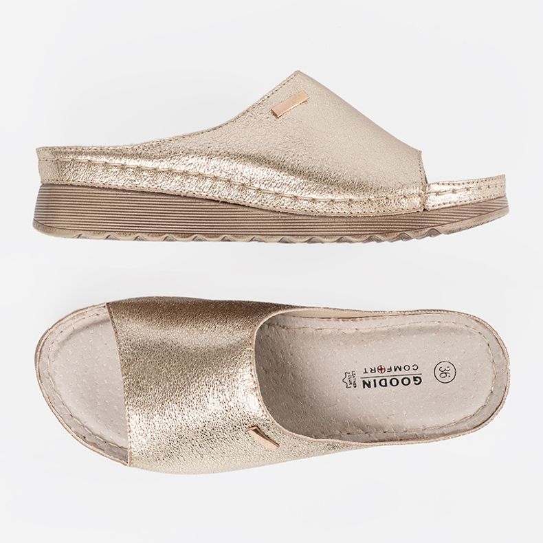 Goodin Les tongs en or féminin sur la plate-forme doré 1