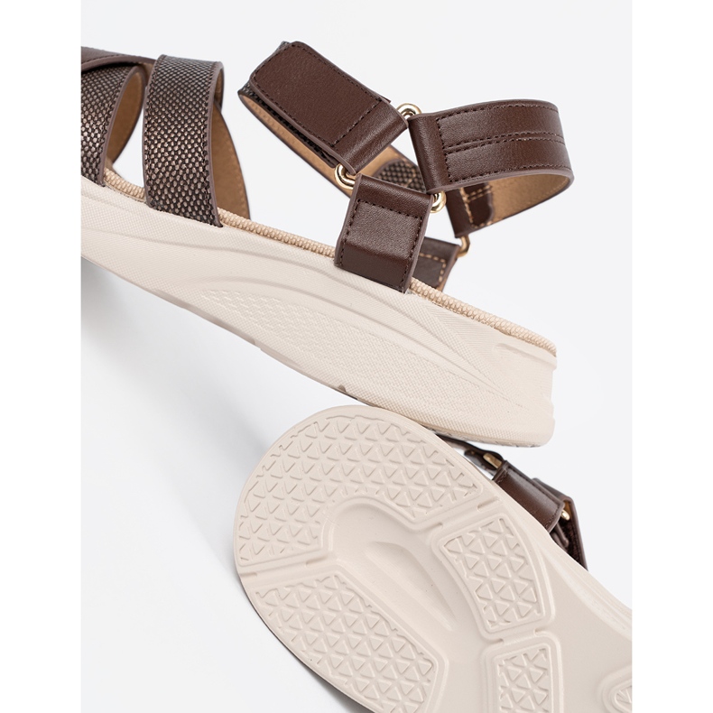 Sergio Leone Sandales brunes sur une plate-forme blanche 1