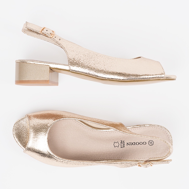 Goodin Sandales dorées à talons bas d'or 1