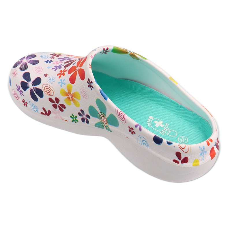 Dr.Rorto Befado Women's Moard Slippers 54D110 avec des fleurs blanche 2