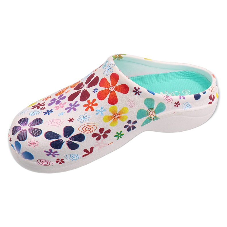 Dr.Rorto Befado Women's Moard Slippers 54D110 avec des fleurs blanche 1