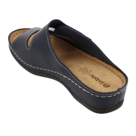Inblu, Flip en cuir féminin -flops 158d001 bleu marine 2