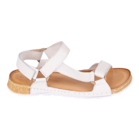 Olivier Sandales féminines aux pieds nus en cuir, large, blanc clair 1