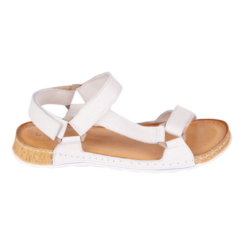 Olivier Sandales féminines aux pieds nus en cuir, large, blanc clair 1