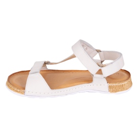 Olivier Sandales féminines aux pieds nus en cuir, large, blanc clair 2