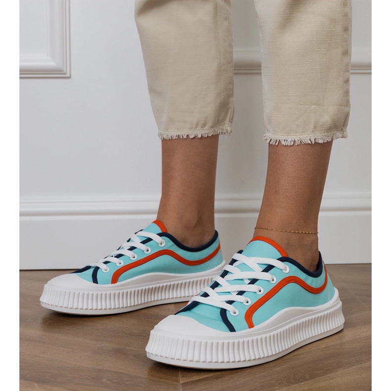 Baskets plateforme femme bleues 1
