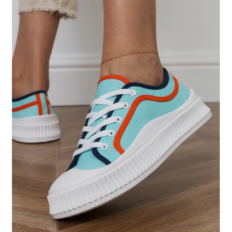 Baskets plateforme femme bleues 2