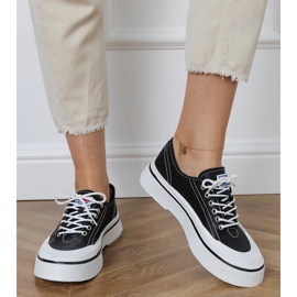 Baskets plateforme femme noires 2