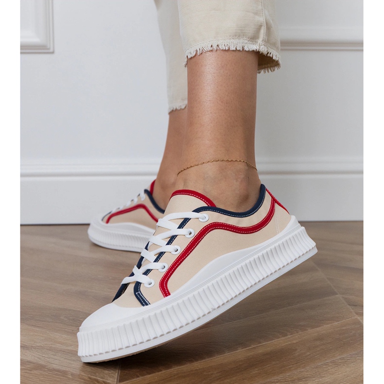 Baskets plateforme femme beiges 2