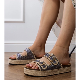 Grands pantoufles en espadrill avec boucles gris 1