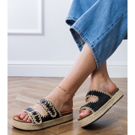 Espadrilles noires paillettes avec des boucles le noir 1