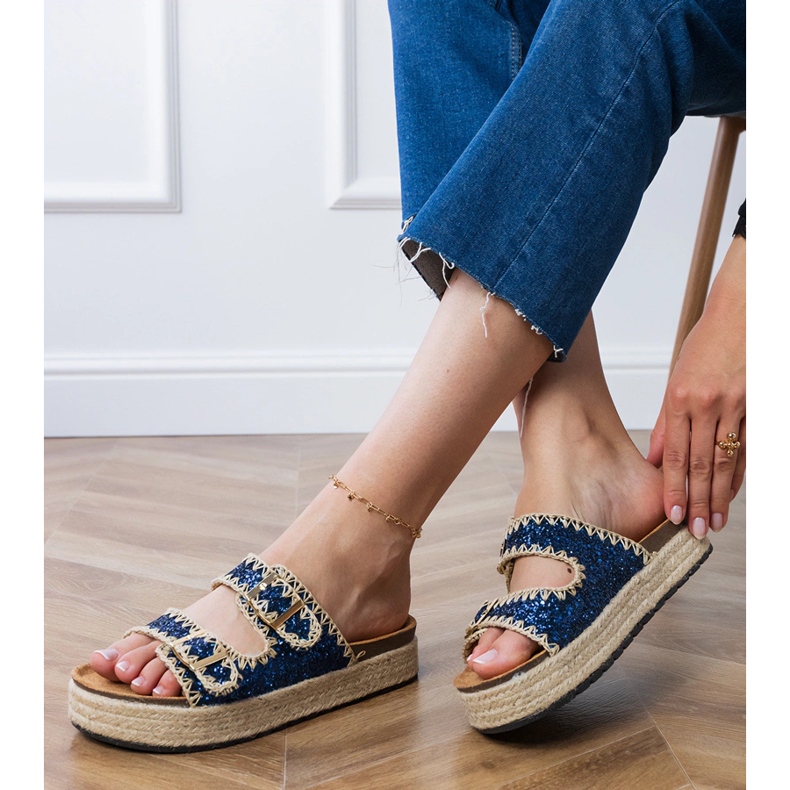 Espadrilles aux paillettes bleu marine avec boucles 2 Espadrilles aux paillettes bleu marine avec boucles 2