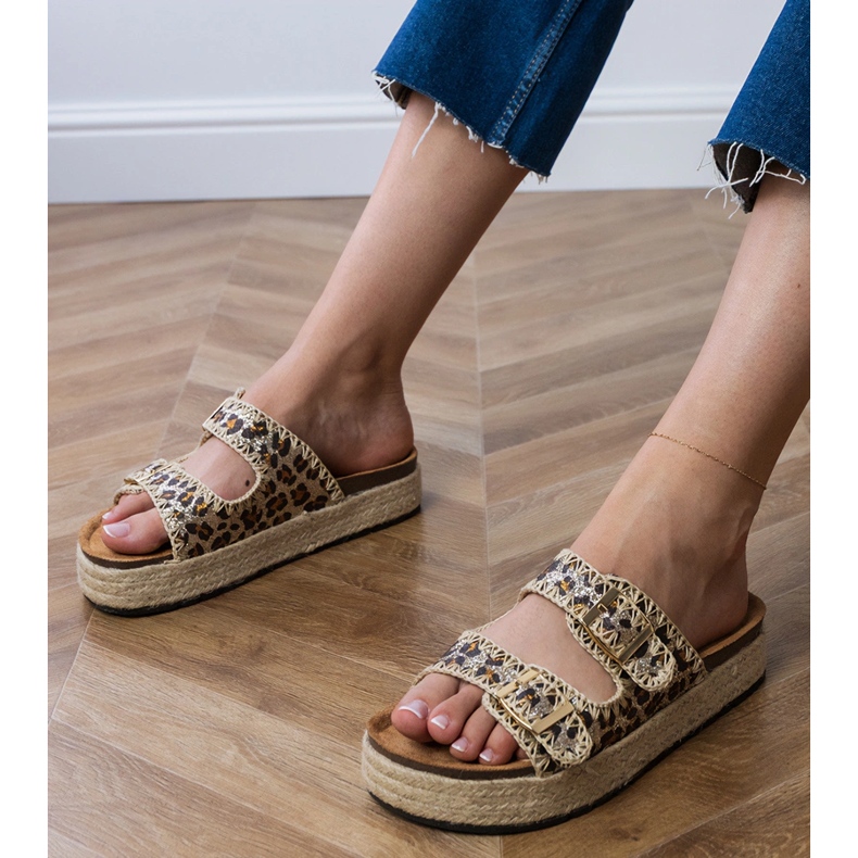 Slippers Leopard Espadrilles avec boucles brun 1