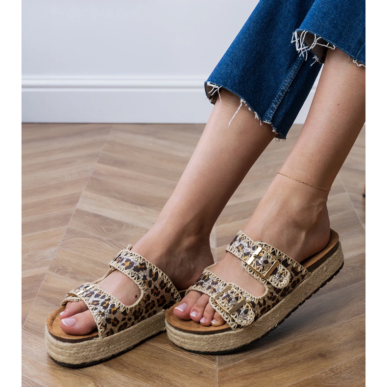 Slippers Leopard Espadrilles avec boucles brun 2