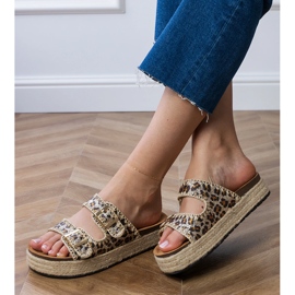 Slippers Leopard Espadrilles avec boucles brun 5