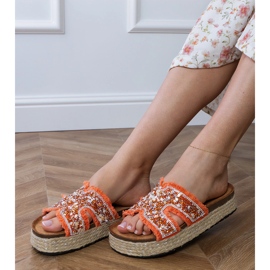Espadrilles d'orange avec zircons et cailloux 2