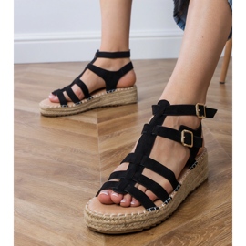 Sandales d'espadrilles noires sur une plate-forme basse le noir 3