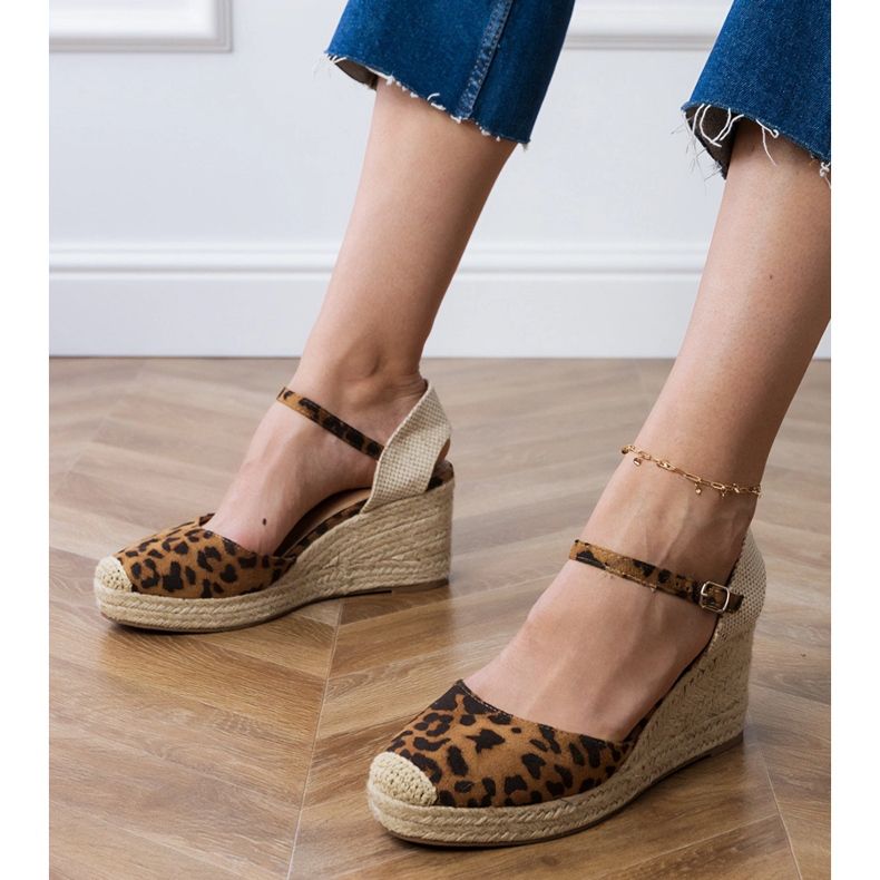 Panther Sandals Espadrilles en coin brun 1