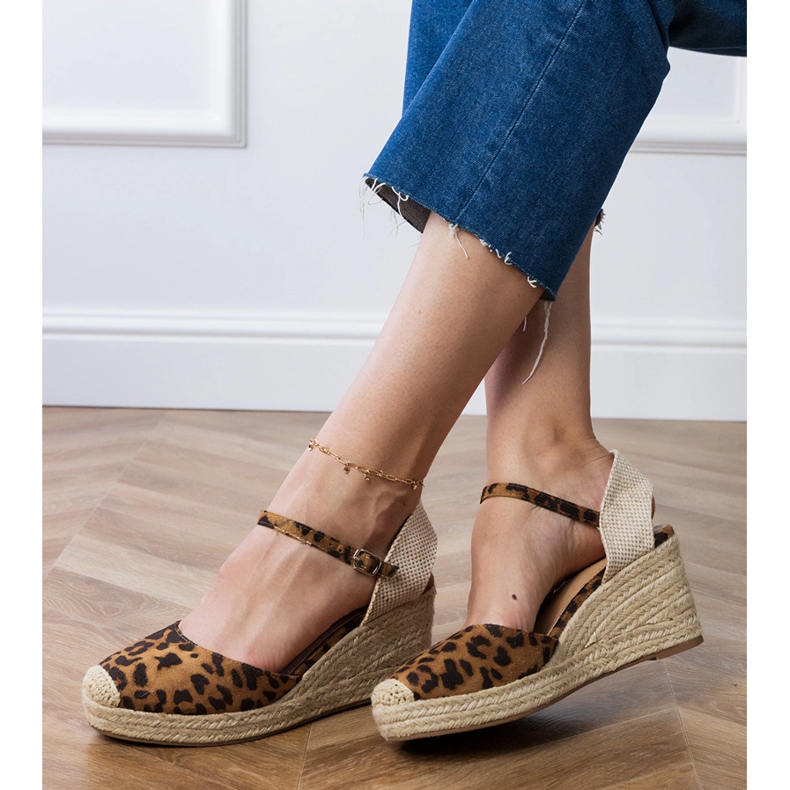 Panther Sandals Espadrilles en coin brun 2