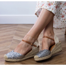 Sandales en brocart en argent en coin 3