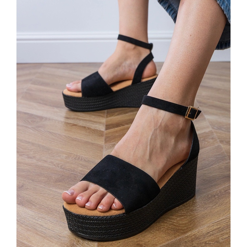 Sandales noires sur la plate-forme Ekozamsz le noir 2