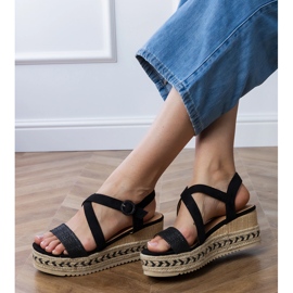 Sandales noires Espadrilles en coin le noir 3
