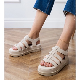 Sandales Beige Gladiator sur la plate-forme 1